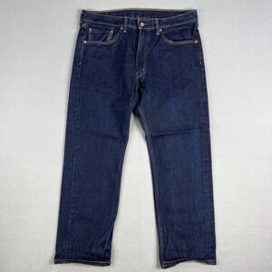 Levis 505 Jeans Fits 37x27.5 Blue Denim Straight Leg Regular Fit Casual Everyday